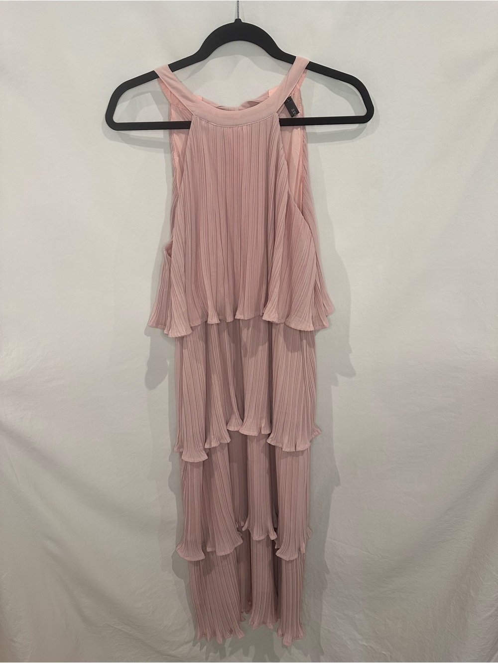 Tiered Pleated Midi Dress - Dusty Pink